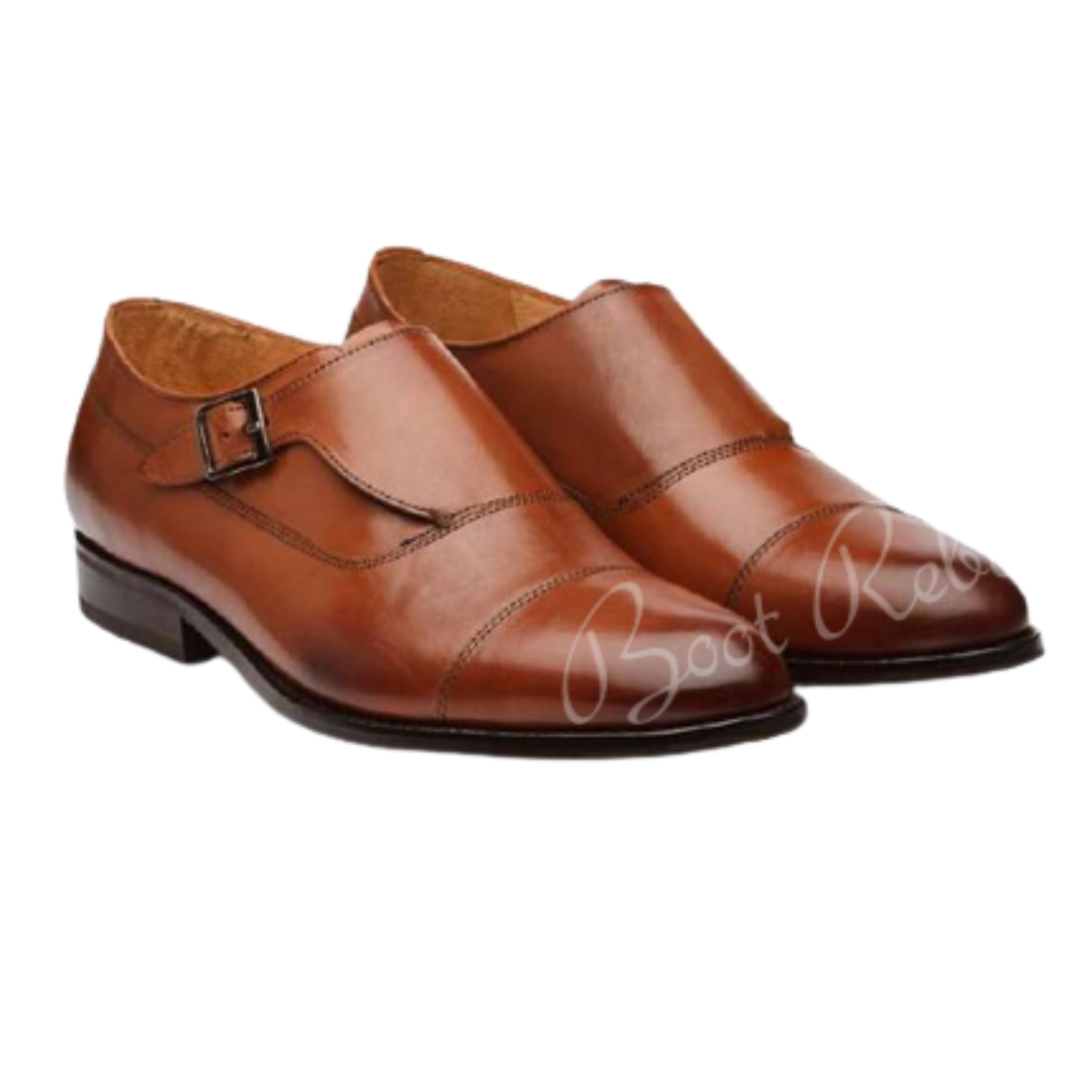 Leather Single Captoe Monks Shoes